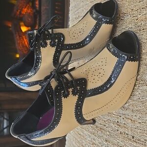 Elegant Tan and Black Women's Heels